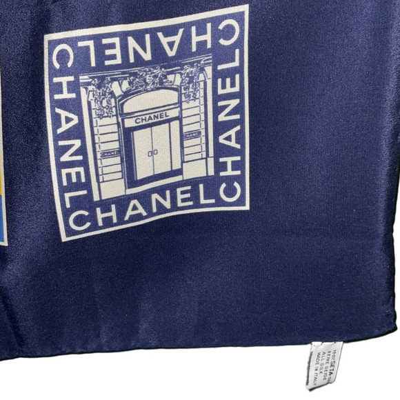 Chanel Multi-Color Signature Logo 100% Silk Square Scarf - Picture 14 of 15